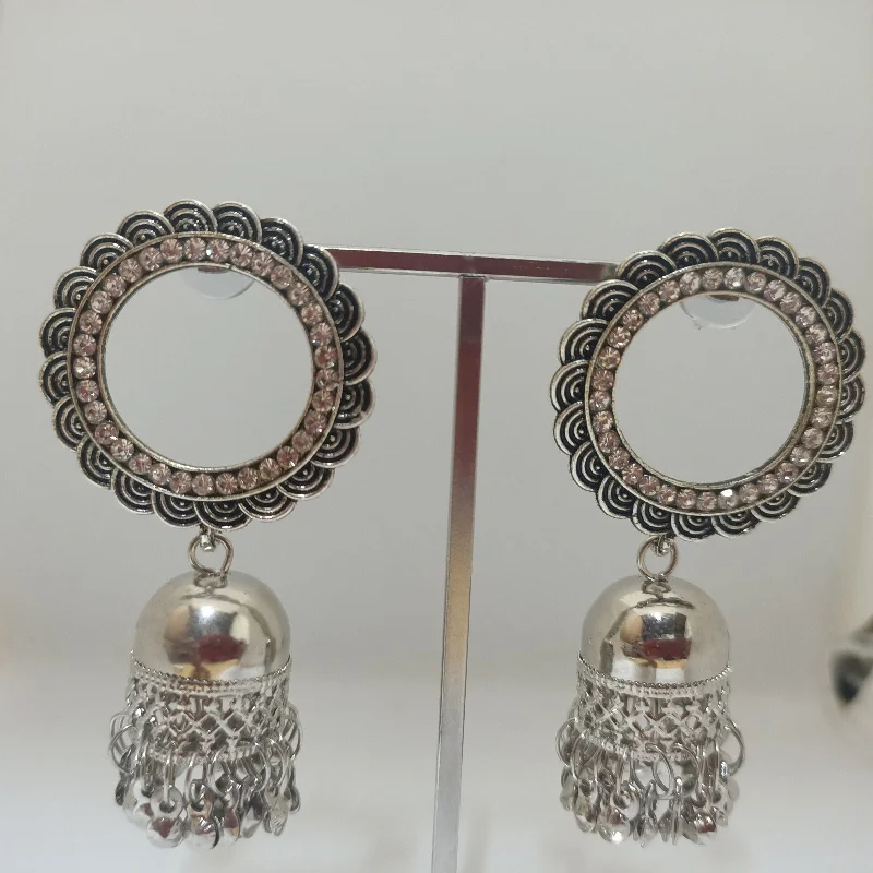 silver stud earrings for women-Tahura Oxidised Plated Jhumki Earrings