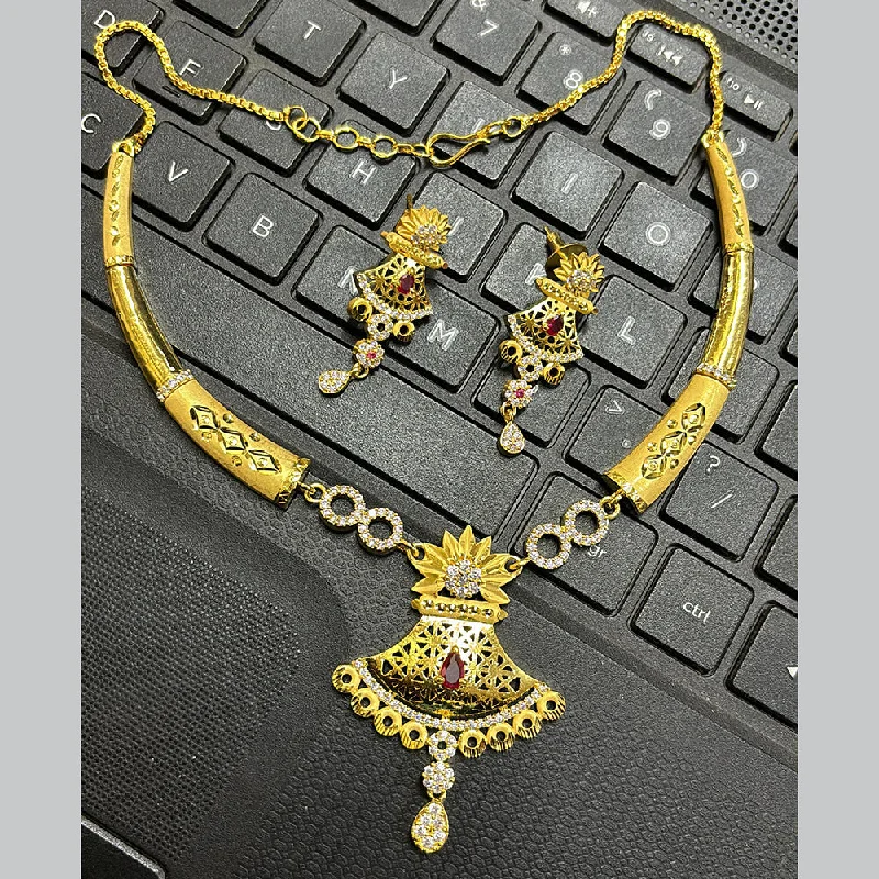 fashion necklaces for women-Pari Art Jewellery Forming Gold Necklace Set