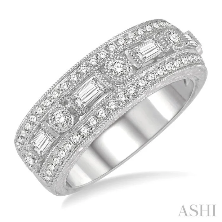 oval rings for women-3/4 Ctw Diamond Fashion ring in 14K White Gold