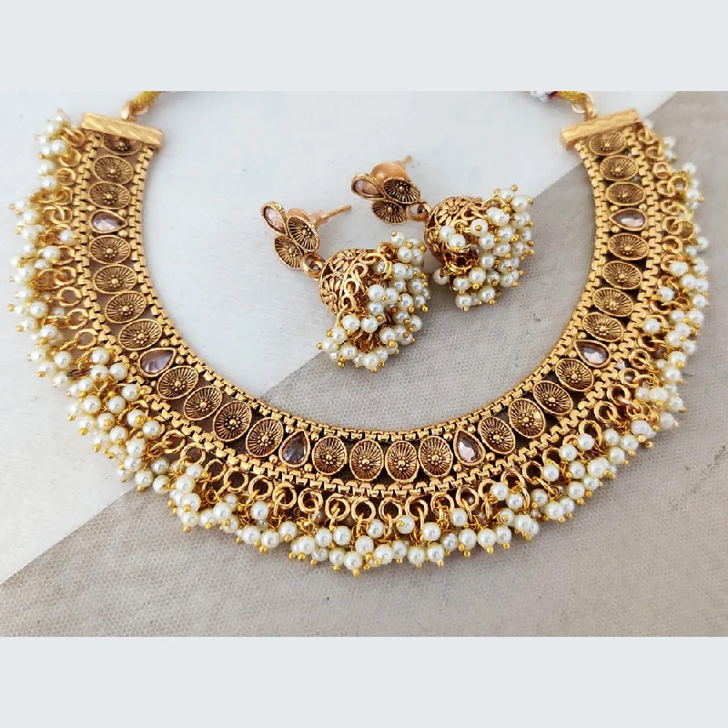 teardrop necklaces for women-Rani Sati Jewels Gold Plated Pearl Necklace Set