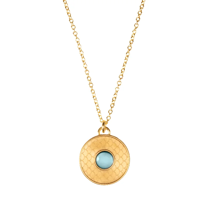 pearl pendant necklaces for women-Salamander Cabochon Aquamarine & Gold Necklace