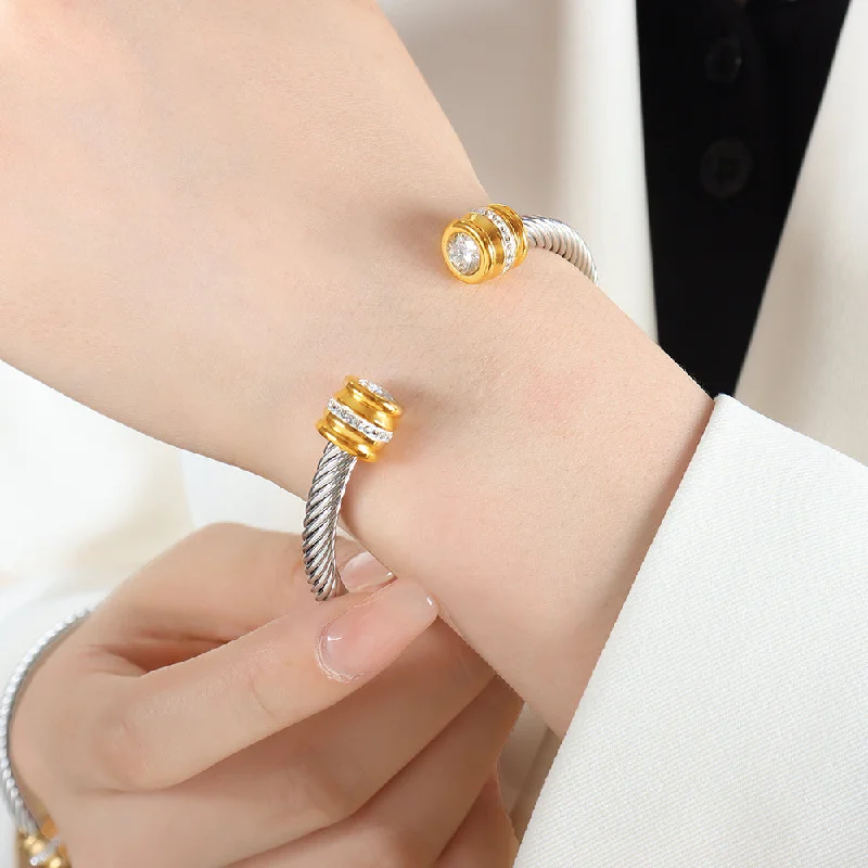 White Zircon Single-Layer Rhinestone Bracelet