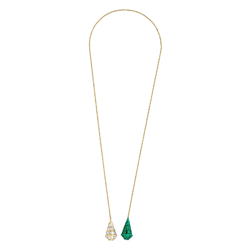 chain necklaces with pendants for women-Sultana Green Mirror Necklace