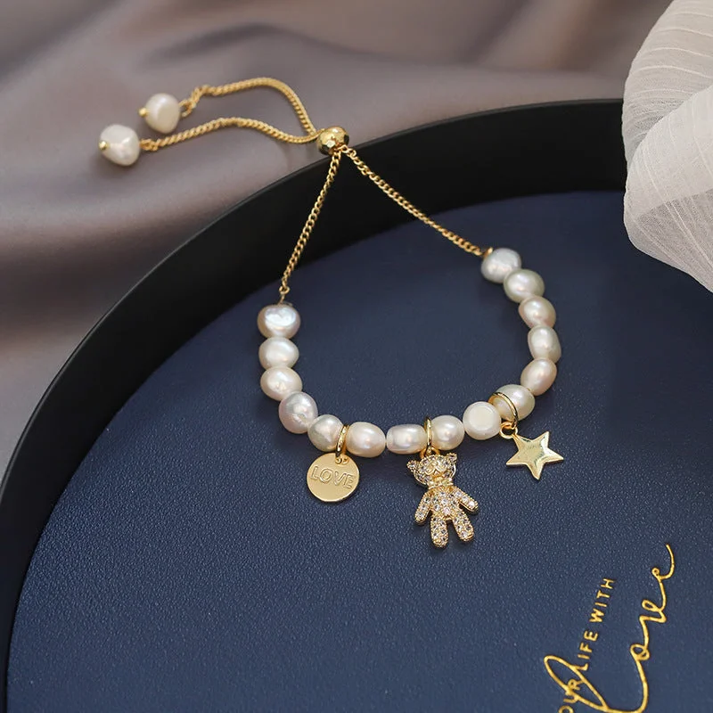 Bear Freshwater Pearl Bracelet