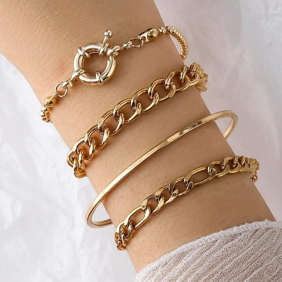 stacking bracelets for women-Fashion Geometric Alloy Plating Bracelets 1 Set