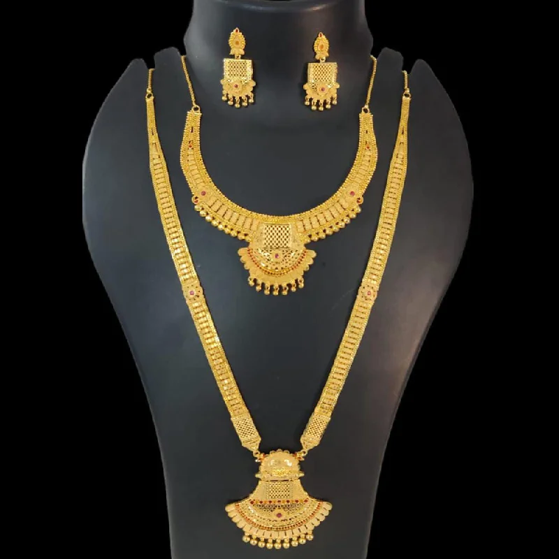 charm necklaces for women-Pari Art Jewellery Forming Gold Double Necklace Set