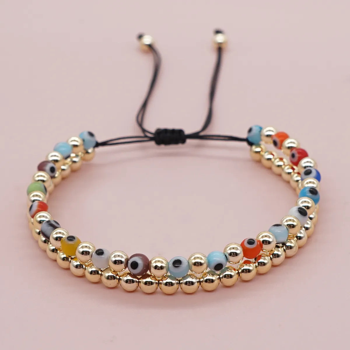 sparkle bangles for women-Ethnic Style Eye Glass Beaded Knitting Unisex Drawstring Bracelets