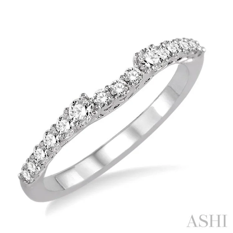 double band rings for women-1/2 Ctw Round Cut Diamond Wedding Band in 14K White Gold