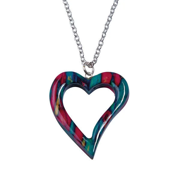 multicolor gemstone necklaces for women-Heathergems Quirky Open Heart Pendant Necklace In Silver