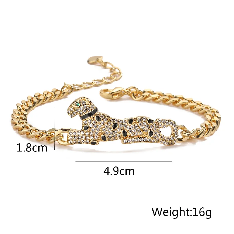 engraved bangles for women-Hip-hop Vintage Style Commute Animal Copper Plating Inlay Zircon 18k Gold Plated Bracelets