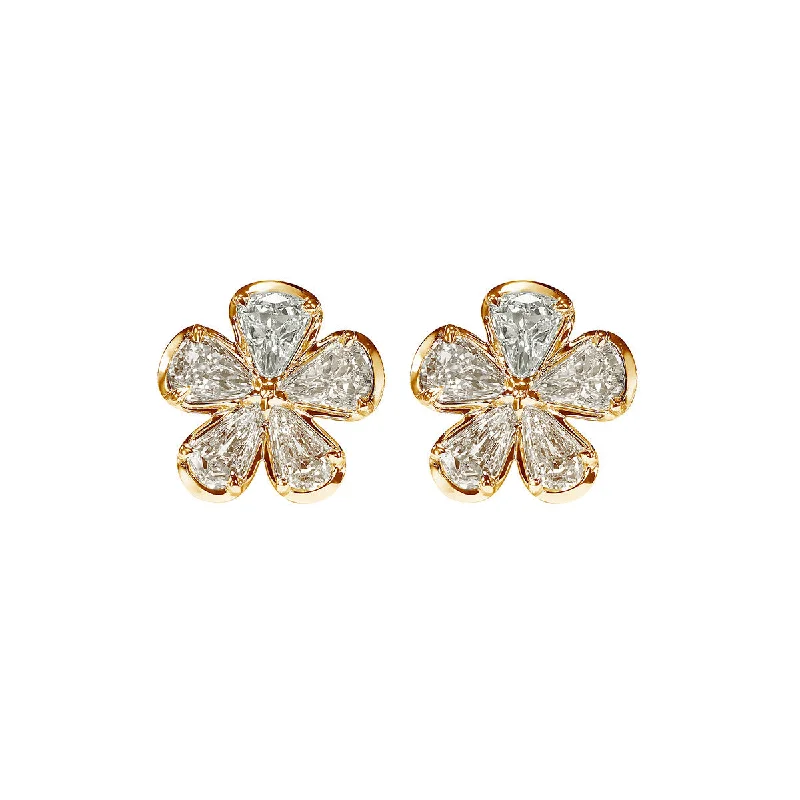 chandelier earrings for women-L'Amour Crisscut Diamond Floral Earrings