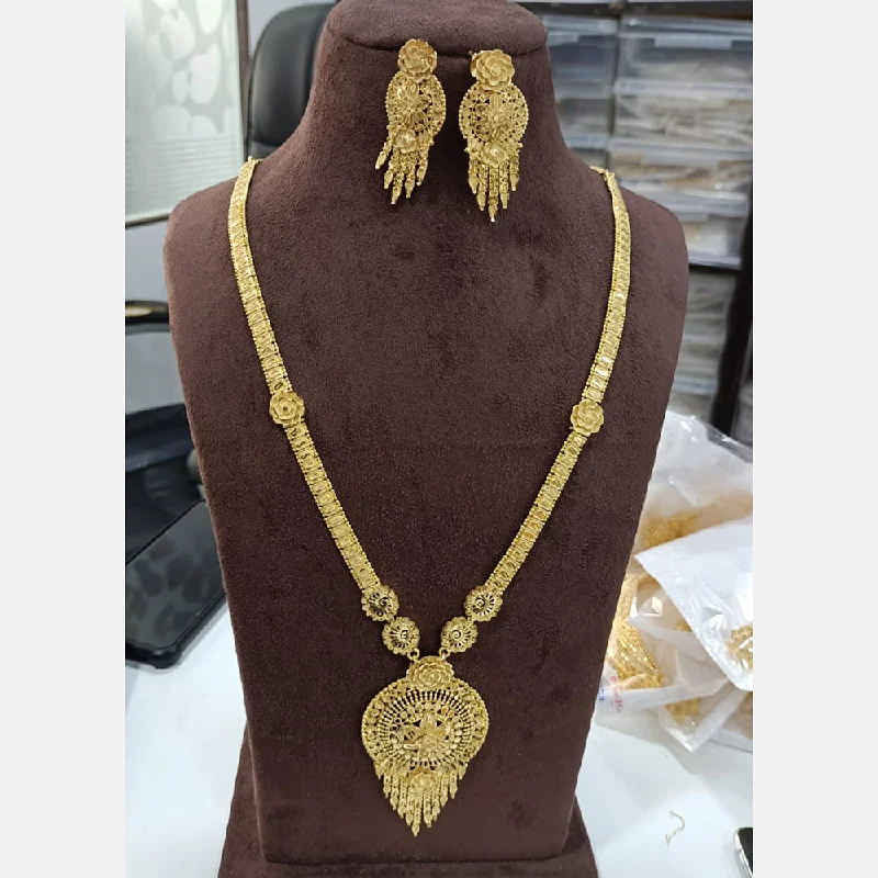 birthstone necklaces for women-Sunrise Gold  Forming  Long Necklace Set