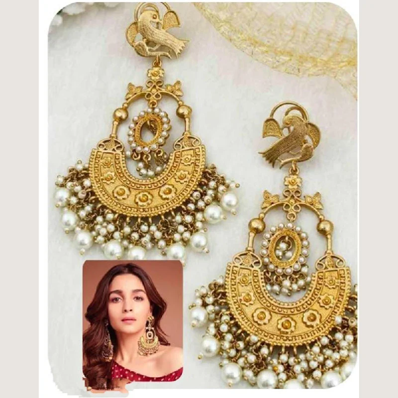 vintage earrings for women-Lucentarts Jewellery Gold Plated Dangler Earrings