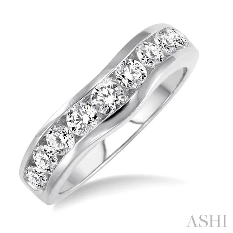 vintage engagement rings for women-1 Ctw Round Diamond Matching Wedding Band in 14K White Gold