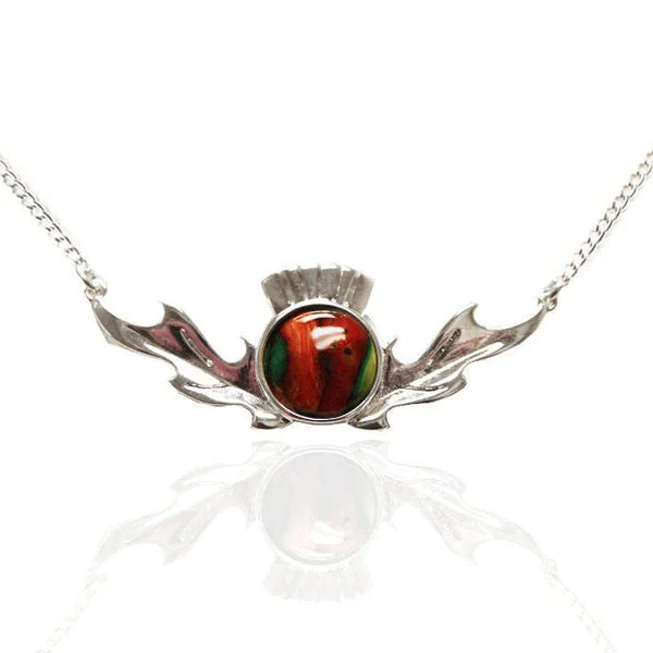 silver necklaces for women-Heathergems Thistle Pendant Necklace In Silver