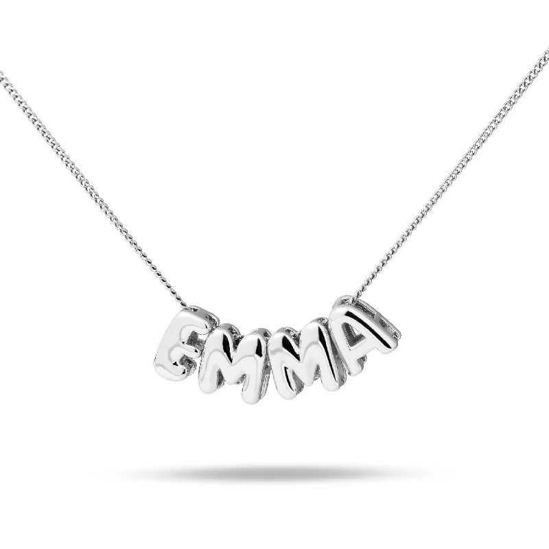 matching necklaces for women-Bubble initials necklace silver