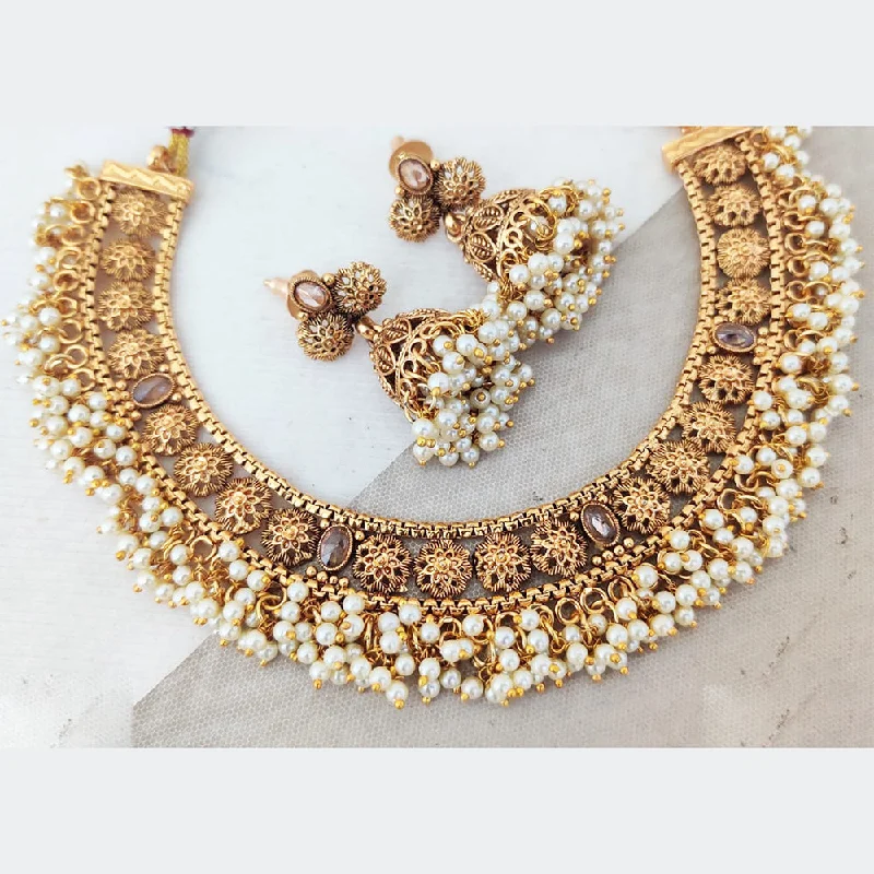 vintage lockets for women-Rani Sati Jewels Gold Plated Pearl Necklace Set