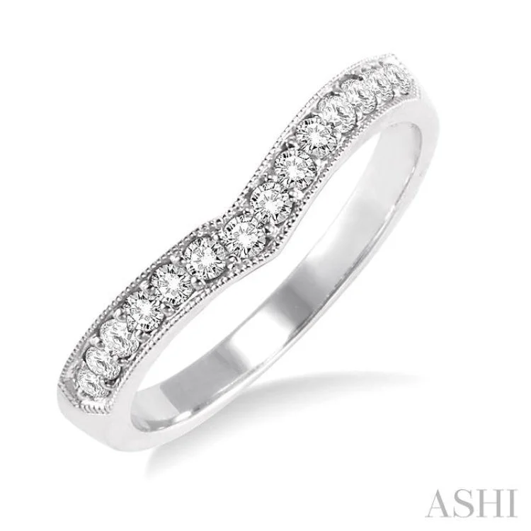 round cut rings for women-1/3 Ctw Diamond Matching Wedding Band in 14K White Gold