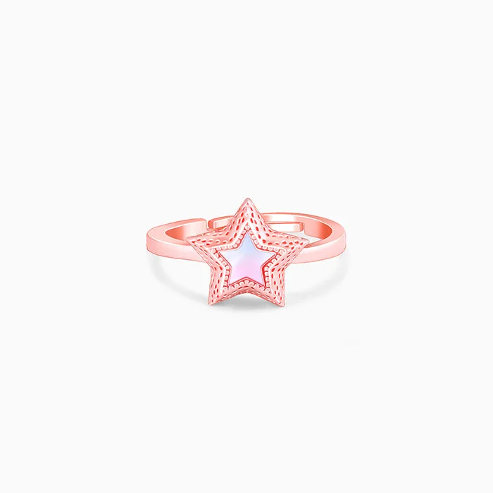 men’s and women’s matching rings-Rose Gold Radiating Star Ring