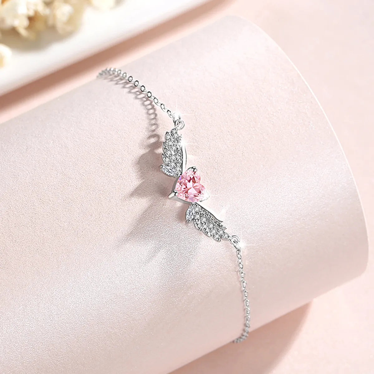 delicate bracelets for women-Simple Style Heart Shape Sterling Silver Zircon Bracelets In Bulk