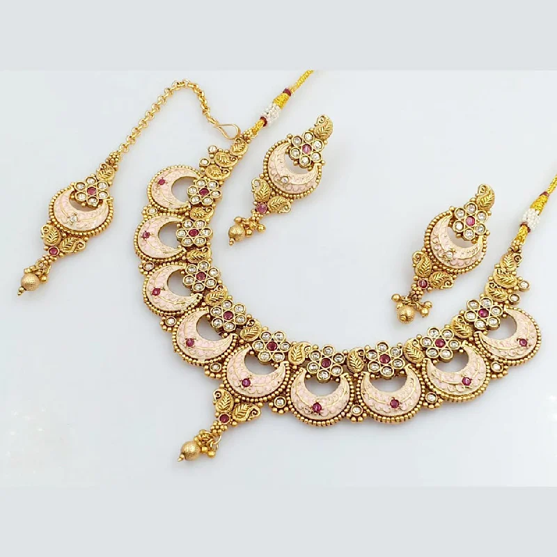 wedding necklaces for women-Rani Sati Jewels Gold Plated Necklace Set