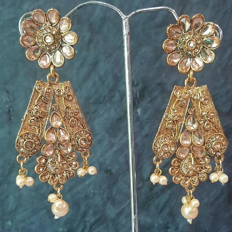 elegant earrings for women-Shreeji Gold Plated Crystal Stone Dangler Earrings