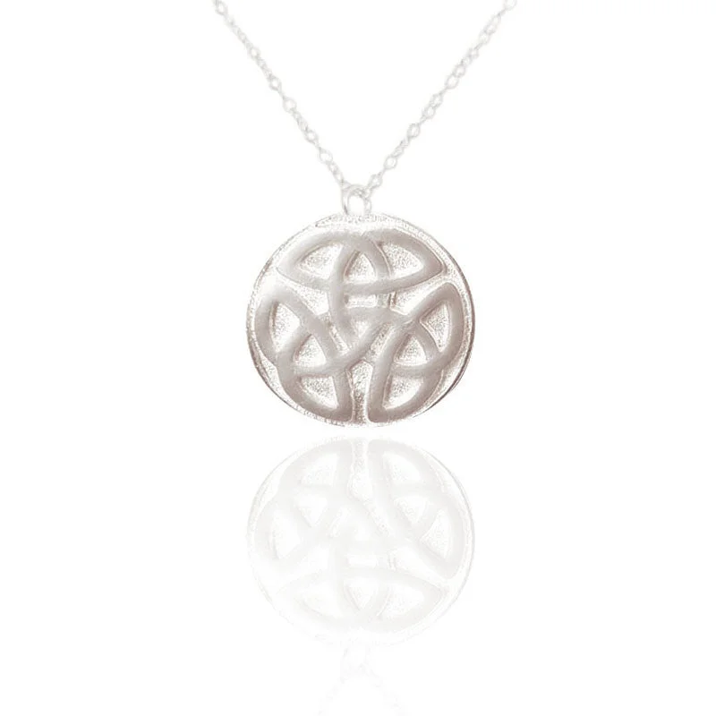 gold pendant necklaces for women-Celtic Knot work Solid Round Necklace