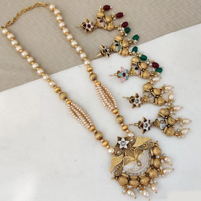 boho necklaces for women-Rani Sati Jewels Gold Plated Necklace Set