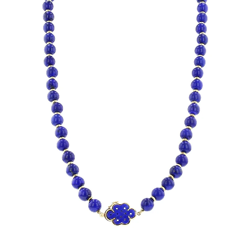 gold necklaces for women-14K Yellow Gold Lapis Bead 18-Inch Necklace