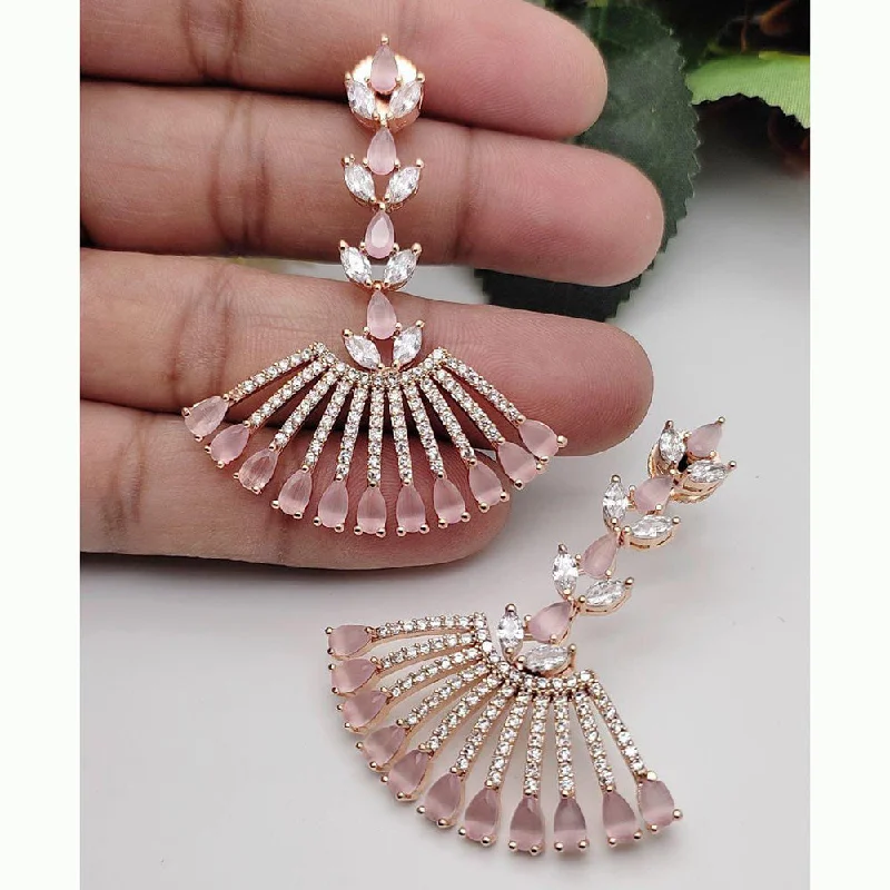 glamorous earrings for women-Manisha Jewellery Rose Gold Plated AD Stone Dangler Earrings