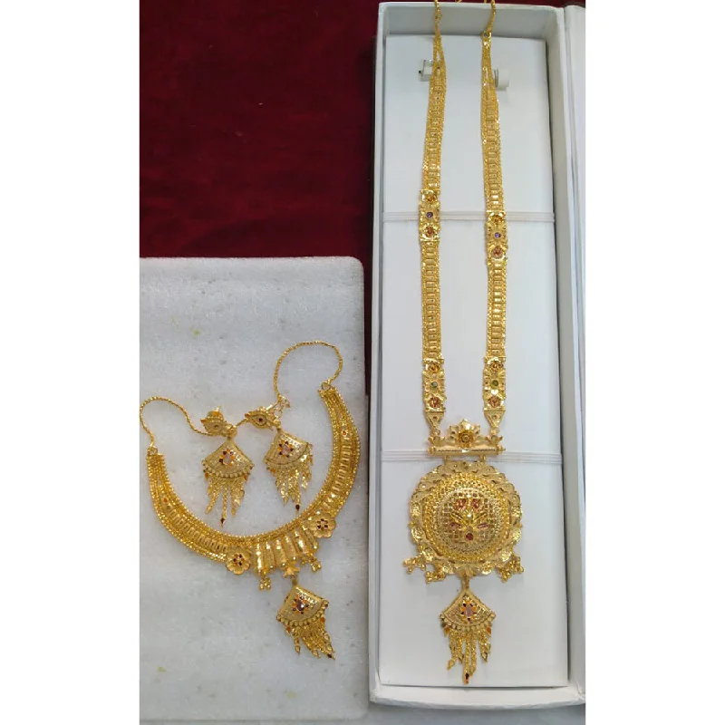 choker necklaces for women-Pari Art Jewellery Forming Gold Combo Necklace Set