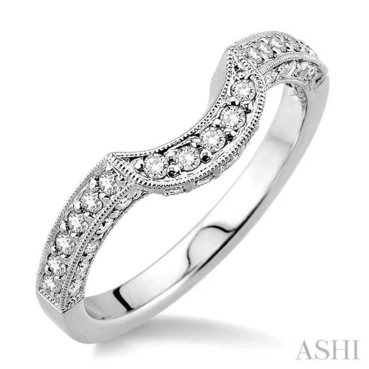 wedding bands for women-1/3 Ctw Diamond Matching Wedding Band in 14K White Gold