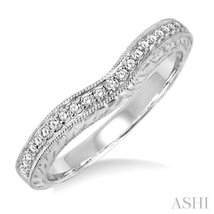 chunky rings for women-1/5 Ctw Round Cut Diamond Matching Wedding Band in 14K White Gold