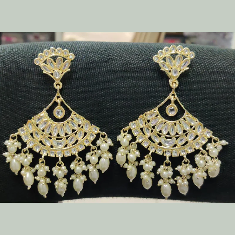 colorful earrings for women-Shreeji Gold Plated Kundan Stone Dangler Earrings