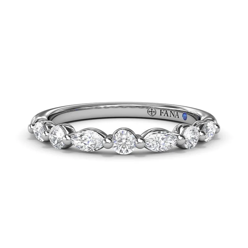 custom-made engagement rings for women-Alternating Round and Marquise Diamond Wedding Band W4079