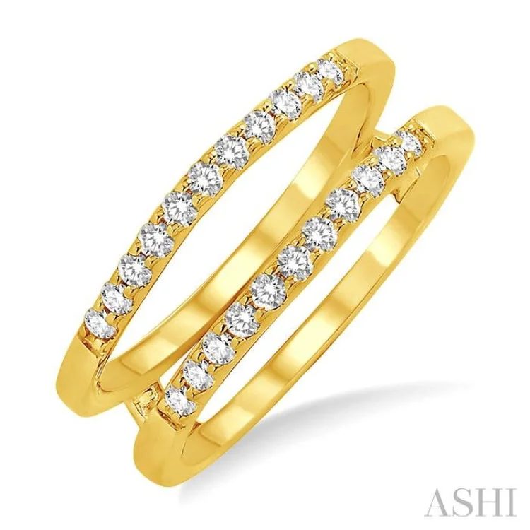 silver engagement rings for women-1/3 Ctw Round Cut Diamond Insert Ring in 14K Yellow Gold