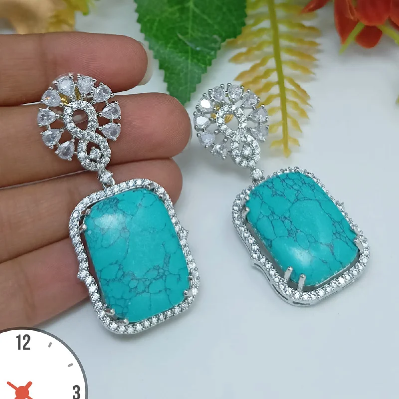 crystal earrings for women-Manisha Jewellery Silver Plated AD Stone Dangler Earrings