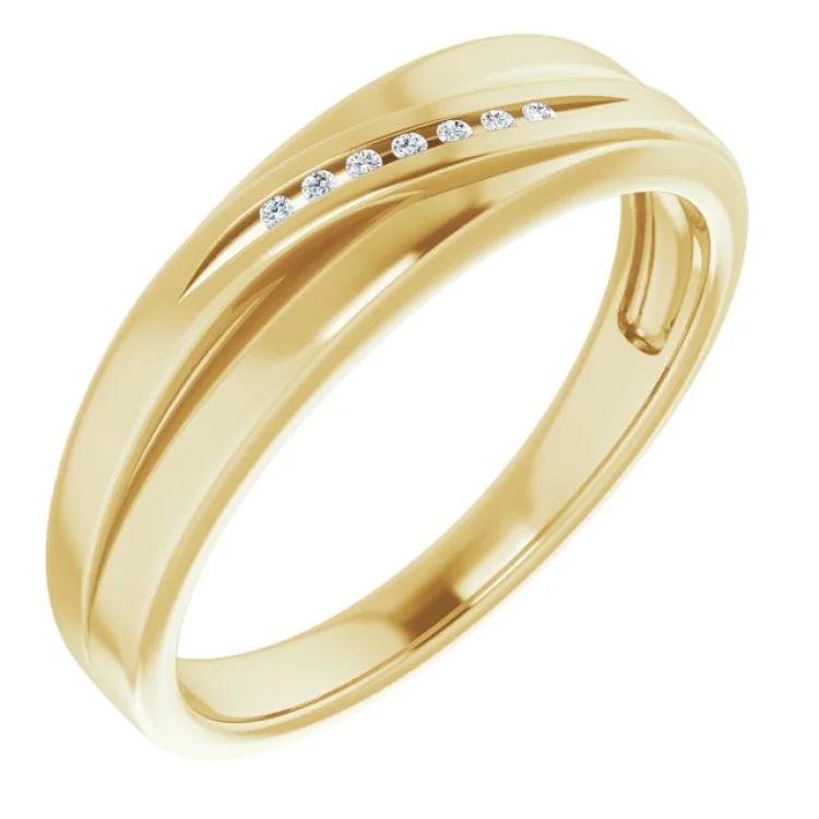 commitment rings for women-14K Yellow 1 mm Round .03 CTW Natural Diamond Wedding Band