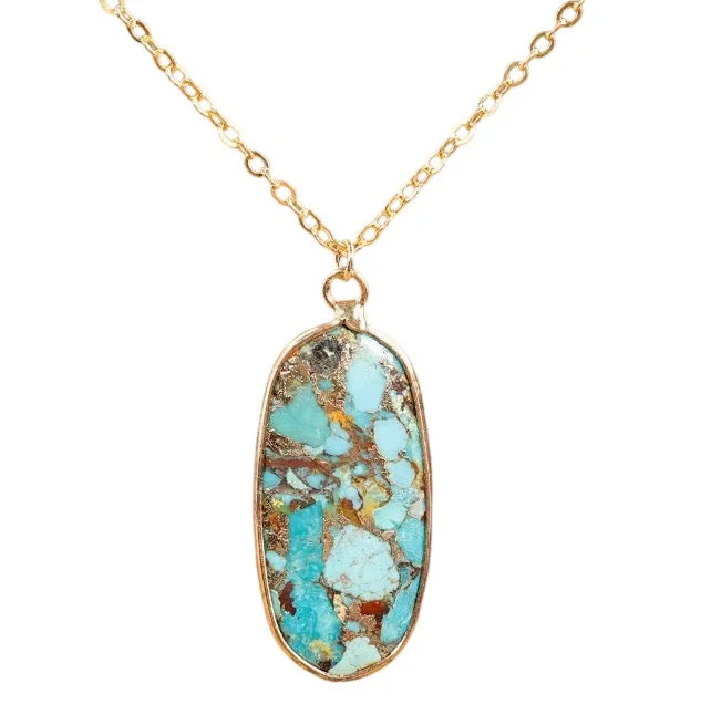 statement necklaces for women-Turquoise long necklace