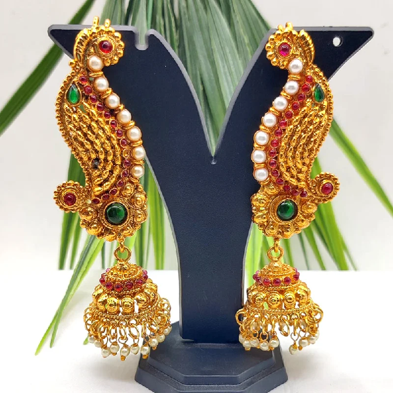 elegant pearl earrings for women-Manisha Jewellery Gold Plated Pota Stone Jhumki Earrings