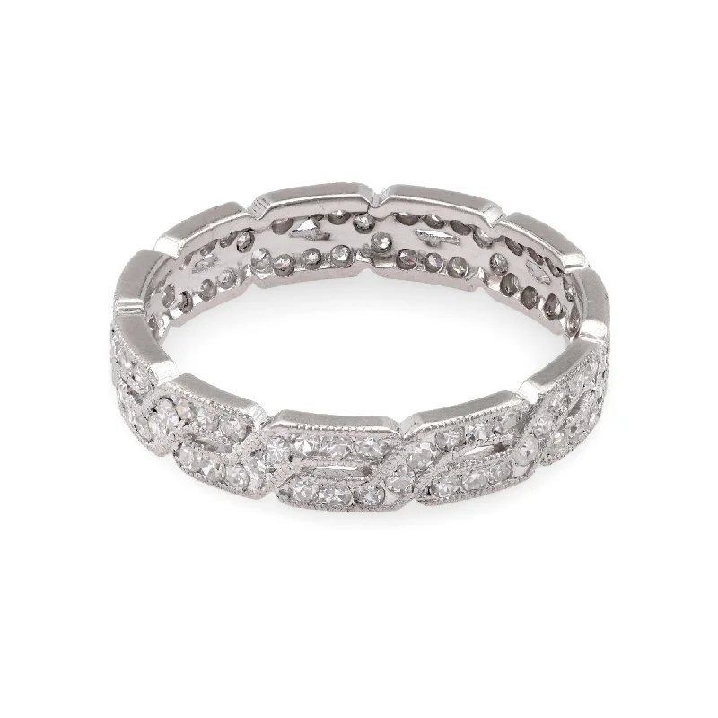 handmade rings for women-Vintage Diamond White Gold Eternity Ring