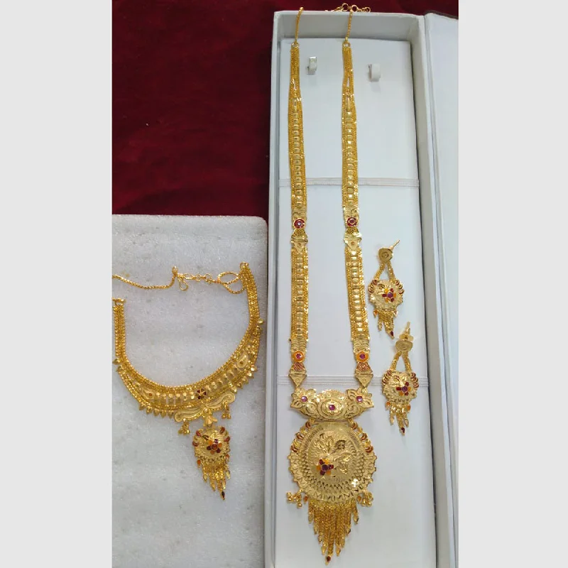 trendy necklaces for women-Pari Art Jewellery Forming Gold Combo Necklace Set