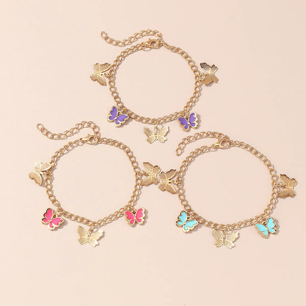 heart-shaped bracelets for women-Princess Sweet Butterfly Alloy Butterfly Alloy Women's Bracelets