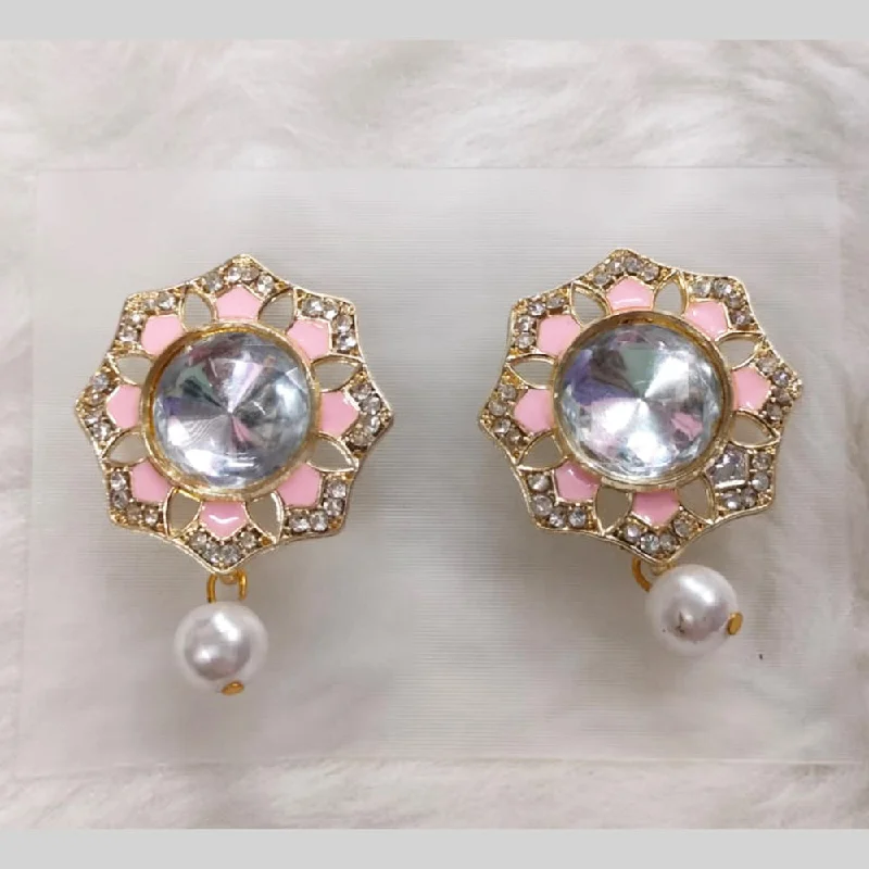 elegant pearl earrings for women-Khushboo Jewellers Gold Plated Stud Earrings (Assorted Color)