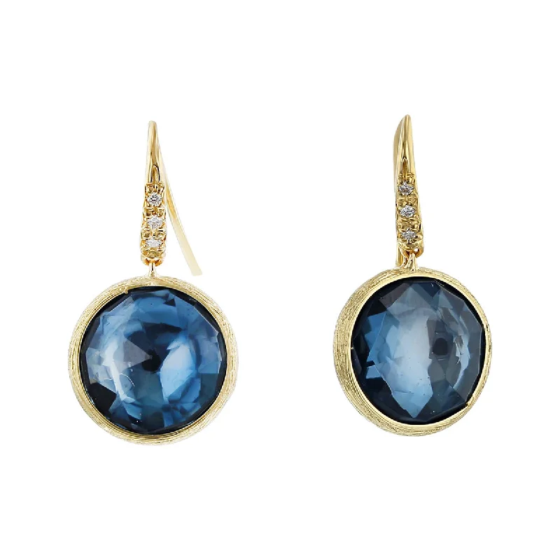 fashion earrings for women-London Blue Topaz and Diamond Small Drop Earrings