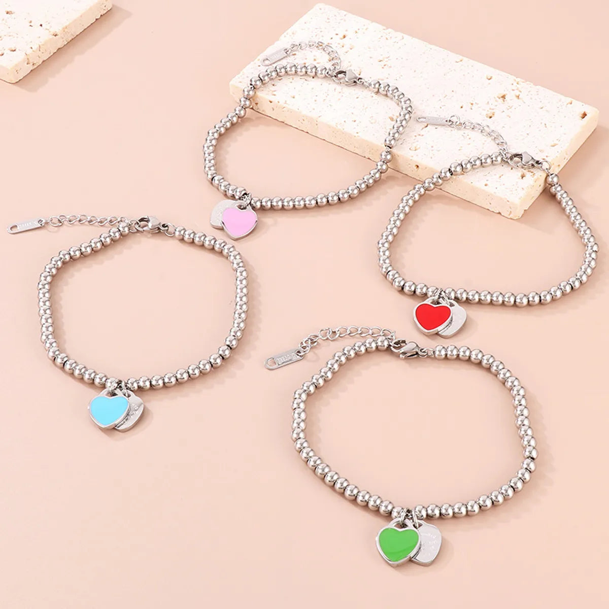 stackable bracelets for women-Sweet Heart Shape Titanium Steel Bracelets