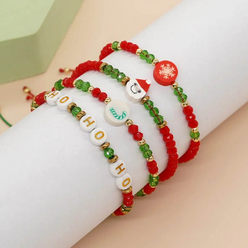 modern bracelets for women-Cute Christmas Tree Snowman Artificial Crystal Christmas Women's Bracelets