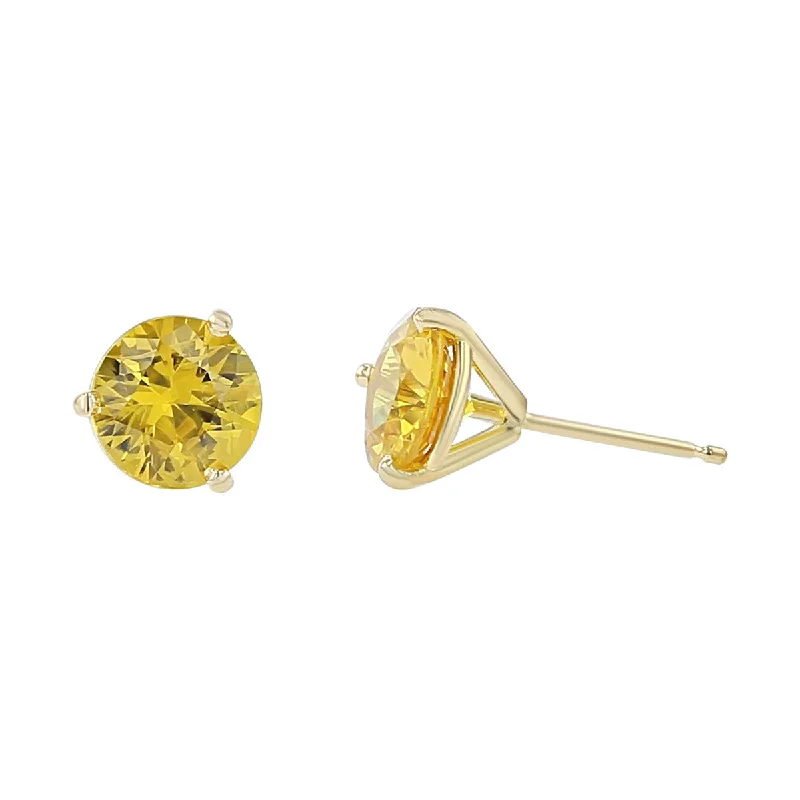 pearl earrings for women-18K Yellow Gold Yellow Sapphire Stud Earrings