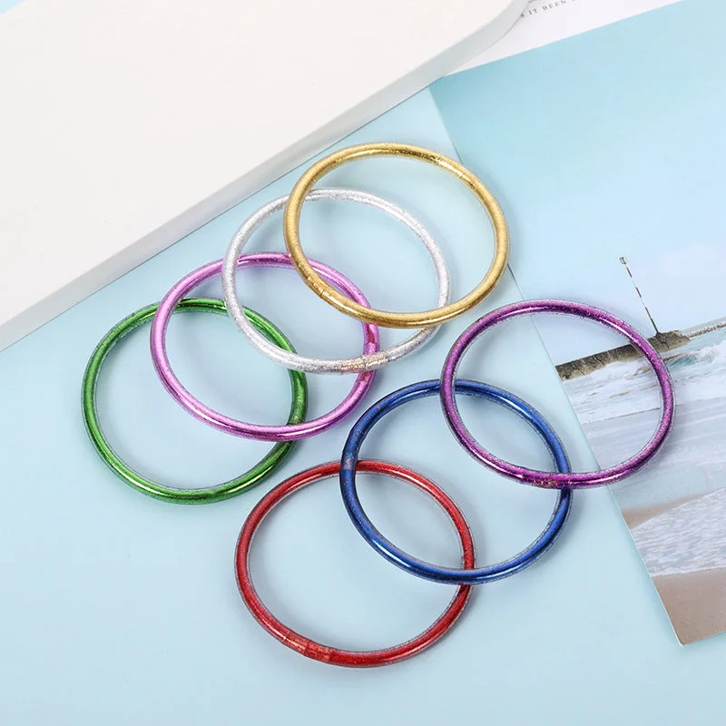 cuff bangles for women-Casual Round Silica Gel Women's Wristband