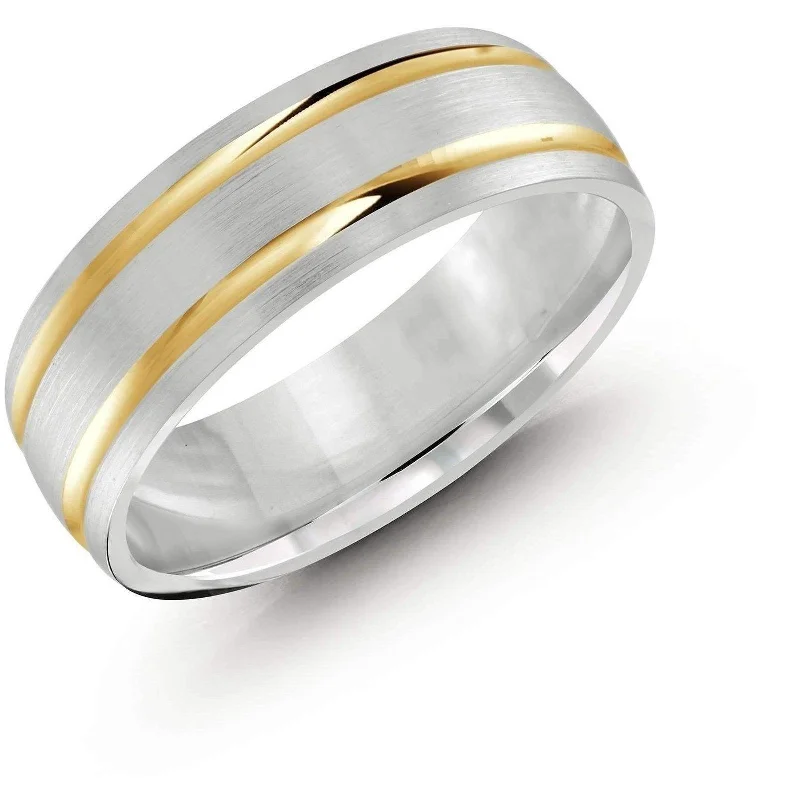 art deco engagement rings for women-Two-Tone Wedding Band